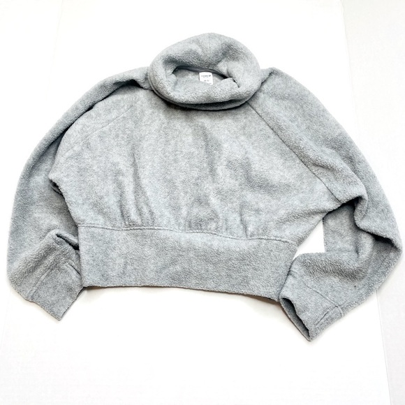 OLD Navy Active Grey Dolman Sleeve Fleece Funnel Neck Sweatshirt Thumb Holes - Picture 1 of 8